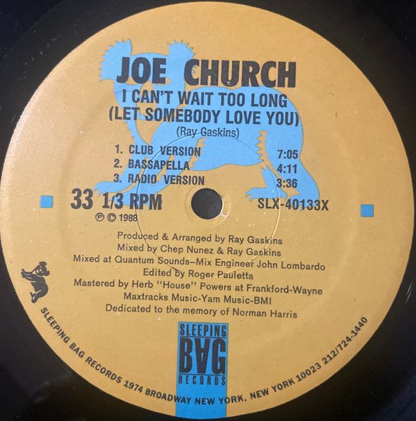 Joe Church - I Can't Wait Too Long (Let Somebody Love You) | Sleeping Bag Records (SLX-40133) - 2 Joe Church - I Can't Wait Too Long (Let Somebody Love You) | Sleeping Bag Records (SLX-40133) - 2