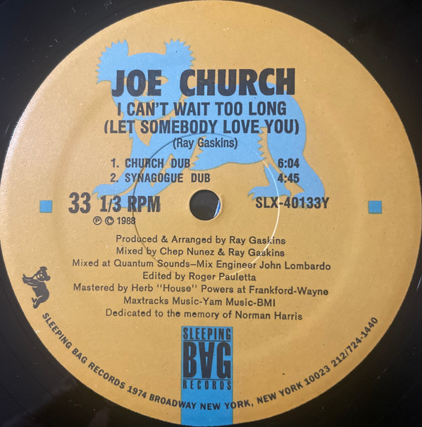 Joe Church - I Can't Wait Too Long (Let Somebody Love You) | Sleeping Bag Records (SLX-40133) - 3 Joe Church - I Can't Wait Too Long (Let Somebody Love You) | Sleeping Bag Records (SLX-40133) - 3