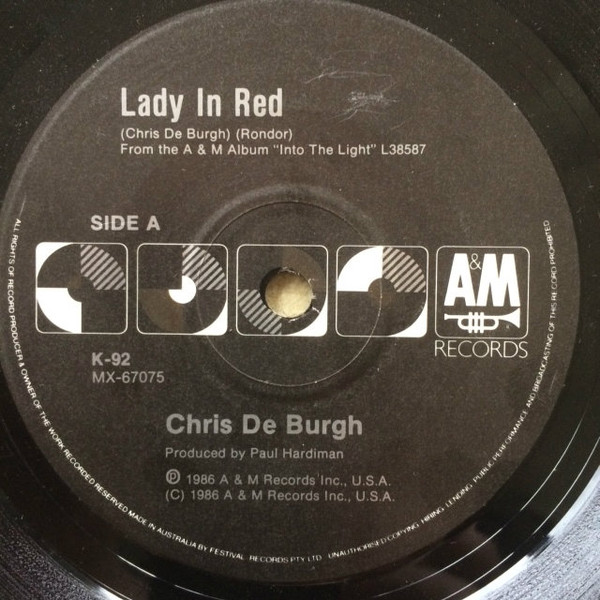 Chris de Burgh - Lady In Red | A&M Records (K-92) - main