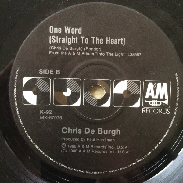 Chris de Burgh - Lady In Red | A&M Records (K-92) - 2