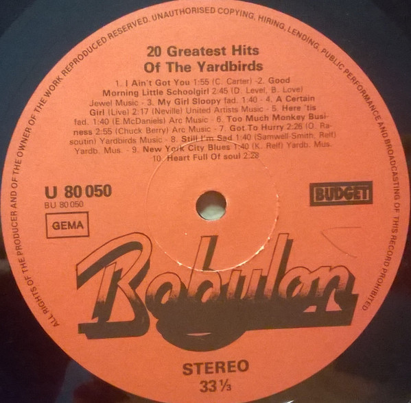 The Yardbirds - 20 Greatest Hits | Babylon Budget (U 80 050) - 4