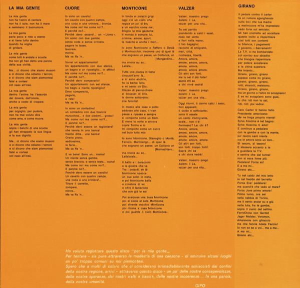 Gipo Farassino - Per La Mia Gente | Feeling Record Italiana (FR 69402) - 3 Gipo Farassino - Per La Mia Gente | Feeling Record Italiana (FR 69402) - 3