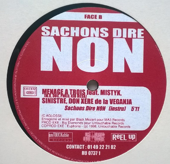 Menage A Trois feat. Mistyk , Sinistre , Don Xere De La Veganja - Sachons Dire Non | Reel Up (RU 0737 1) - main Menage A Trois feat. Mistyk , Sinistre , Don Xere De La Veganja - Sachons Dire Non | Reel Up (RU 0737 1) - main
