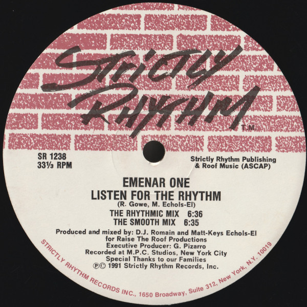 Emenar One - Listen For The Rhythm / Get Your Thang Together | Strictly Rhythm (SR 1238) - main