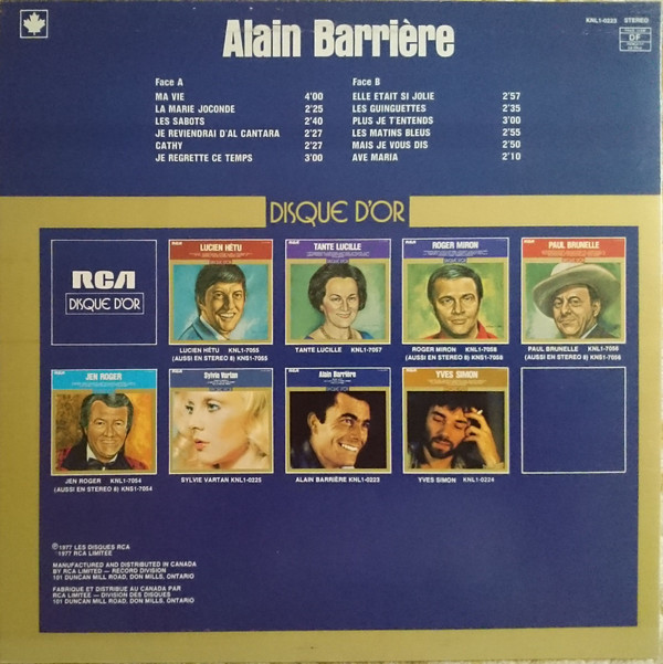 Alain Barrière - Disque D'Or | RCA (KNL1-0223) - 2 Alain Barrière - Disque D'Or | RCA (KNL1-0223) - 2