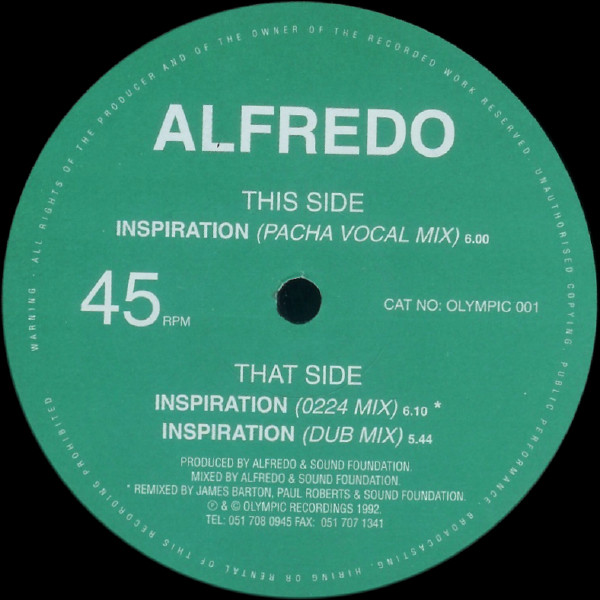 Alfredo - Inspiration | Olympic Recordings (OLYMPIC 001) - main