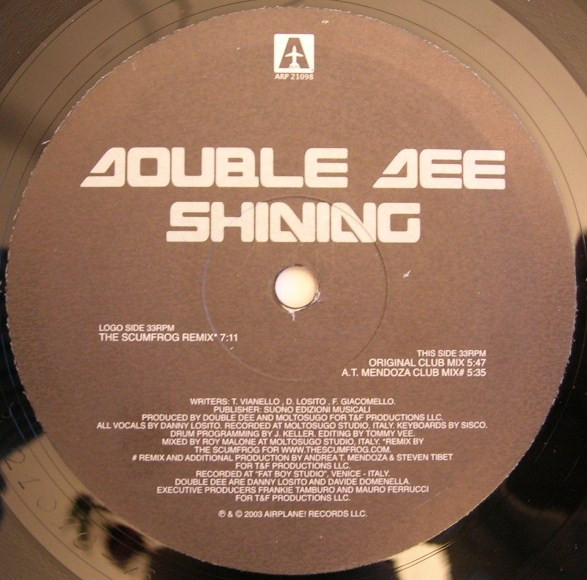 Double Dee - Shining | Airplane! Records (ARP 21098) - 4