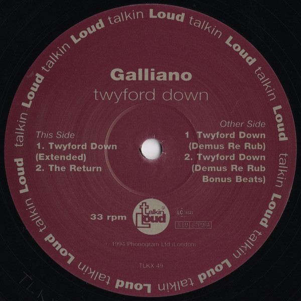 Galliano - Twyford Down | Talkin' Loud (TLKX 49) - 3 Galliano - Twyford Down | Talkin' Loud (TLKX 49) - 3