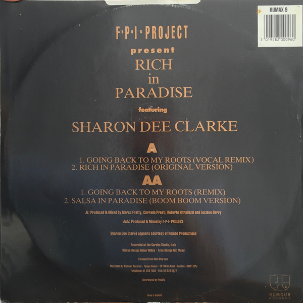 FPI Project Featuring Sharon Dee Clarke - Rich In Paradise "Going Back To My Roots" (Vocal And Instrumental Remixes) | Rumour Records (RUMAX 9) - 6