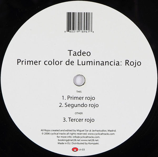 Tadeo - Primer Color De Luminancia: Rojo | Cyclical Tracks (Ct 03)