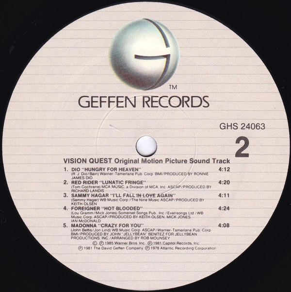 Various - Vision Quest (Original Motion Picture Sound Track) | Geffen Records (GHS 24063) - 4