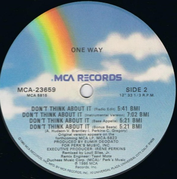 One Way - Don't Think About It | MCA Records (MCA-23659) - 4