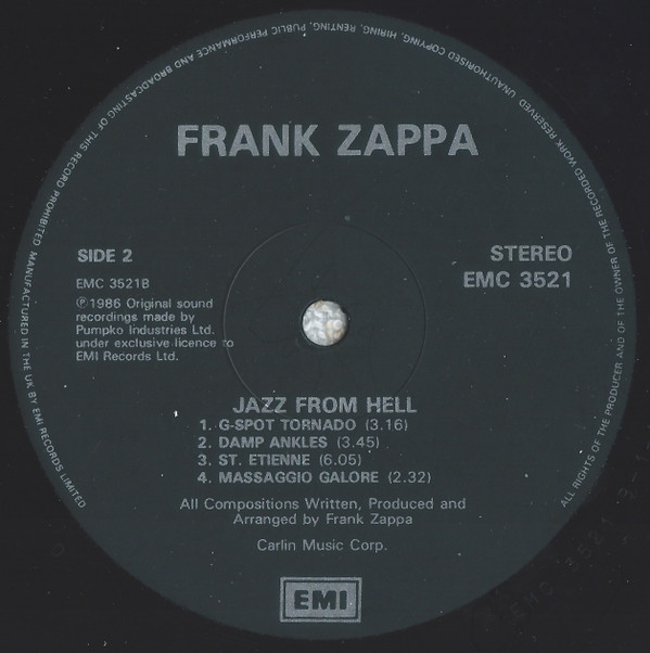 Frank Zappa - Jazz From Hell | EMI (EMC 3521) - 4