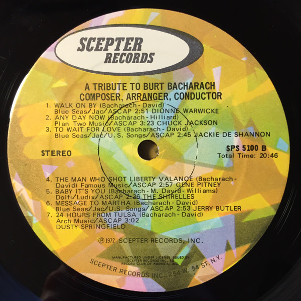 Various - A Tribute To Burt Bacharach: Composer, Arranger, Conductor | Scepter Records (SPS 5100) - 4 Various - A Tribute To Burt Bacharach: Composer, Arranger, Conductor | Scepter Records (SPS 5100) - 4