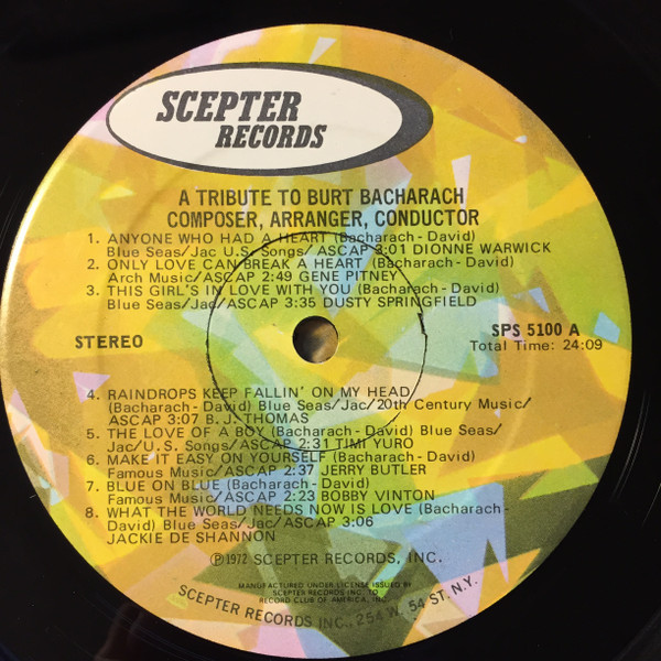 Various - A Tribute To Burt Bacharach: Composer, Arranger, Conductor | Scepter Records (SPS 5100) - 3 Various - A Tribute To Burt Bacharach: Composer, Arranger, Conductor | Scepter Records (SPS 5100) - 3