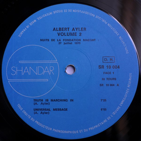 Albert Ayler - Nuits De La Fondation Maeght Volume 2 | Shandar (SR 10 004) - 4 Albert Ayler - Nuits De La Fondation Maeght Volume 2 | Shandar (SR 10 004) - 4