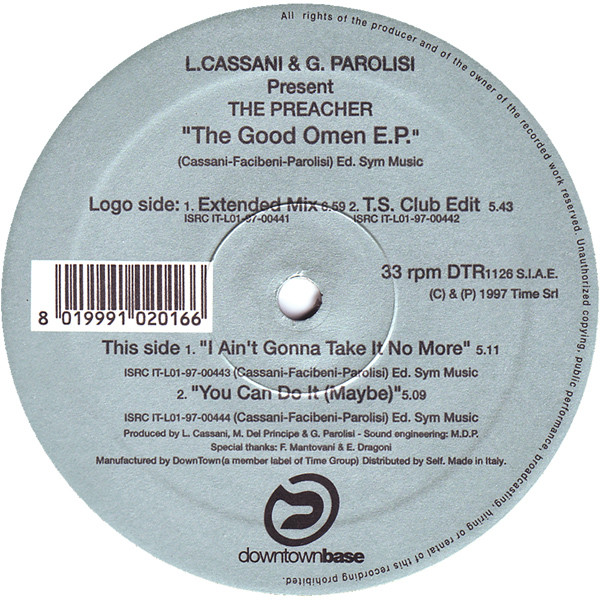 Luca Cassani & G. Parolisi Present The Preacher - The Good Omen E.P. | Downtown (DTR 1126) - main