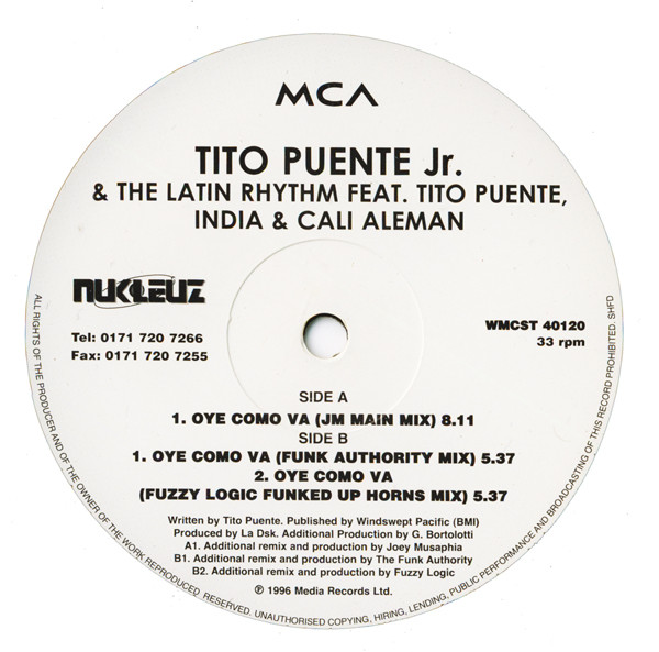 Tito Puente Jr. & The Latin Rhythm Feat. Tito Puente , India & Cali Aleman - Oye Como Va | MCA Records (WMCST 40120)