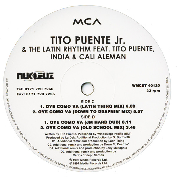 Tito Puente Jr. & The Latin Rhythm Feat. Tito Puente , India & Cali Aleman - Oye Como Va | MCA Records (WMCST 40120) - 2