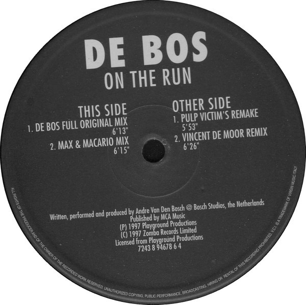 De Bos - On The Run | VCI Recordings (7243 8 94678 6 4) - main
