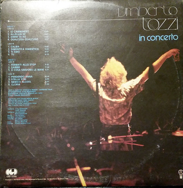 Umberto Tozzi - In Concerto | CGD (CGD 22208) - 2 Umberto Tozzi - In Concerto | CGD (CGD 22208) - 2