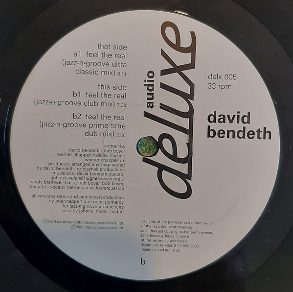 David Bendeth - Feel The Real | Audio Deluxe (delx 005) - main