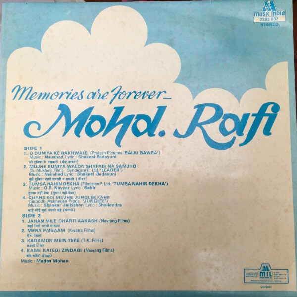 Mohd. Rafi - Memories Are Forever - Mohd. Rafi | Music India (2393 882) - 2 Mohd. Rafi - Memories Are Forever - Mohd. Rafi | Music India (2393 882) - 2