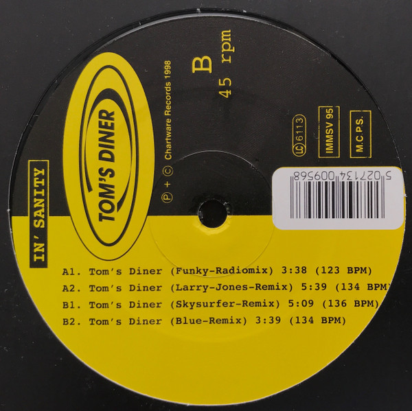 In' Sanity - Tom's Diner  | Chartware Records (IMMSV 95) - 2