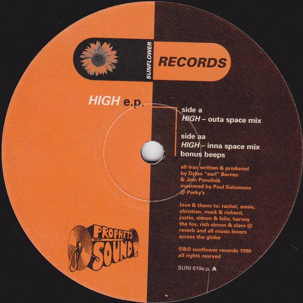 Prophets Of Sound - High E.P | Sunflower Records (SUNI 010e.p.) - 2