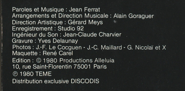Ferrat - Ferrat 80 | Disques Temey (598.014) - 11