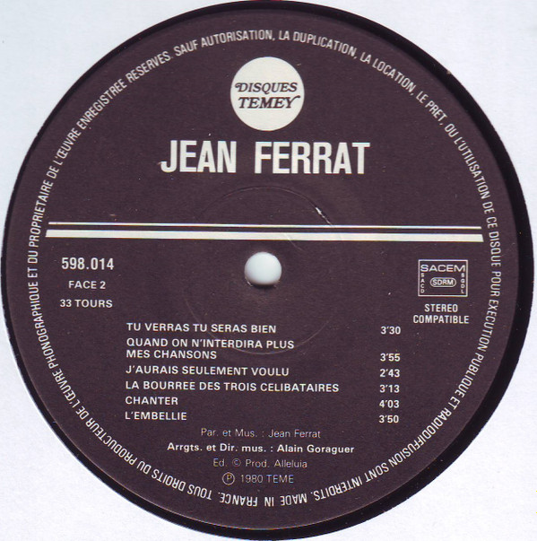 Ferrat - Ferrat 80 | Disques Temey (598.014) - 9