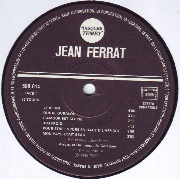Ferrat - Ferrat 80 | Disques Temey (598.014) - 8