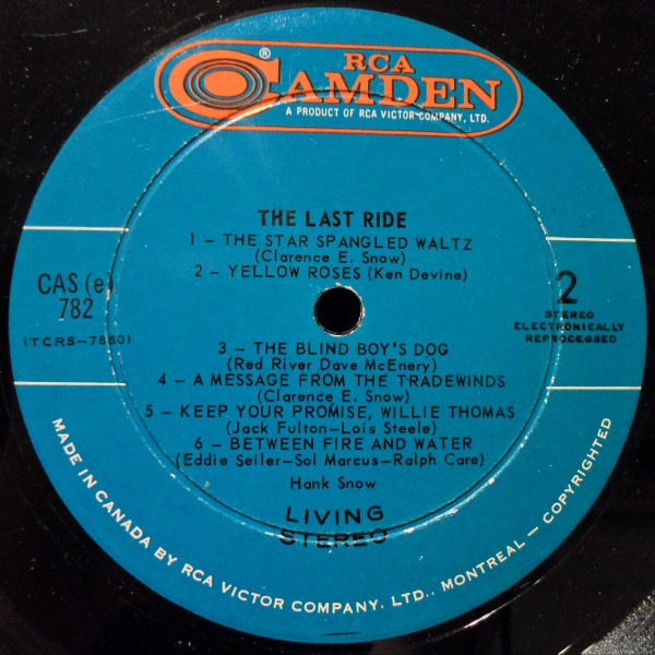 Hank Snow - The Last Ride | RCA Camden (CAS-782) - 4 Hank Snow - The Last Ride | RCA Camden (CAS-782) - 4