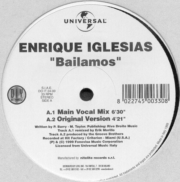 Enrique Iglesias - Bailamos | Do It Yourself Entertainment (DO IT 24-99)