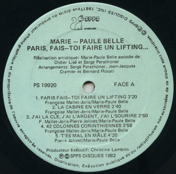 Marie-Paule Belle - Paris Fais-Toi Faire Un Lifting | SPPS Disques (PS 19920) - 2 Marie-Paule Belle - Paris Fais-Toi Faire Un Lifting | SPPS Disques (PS 19920) - 2