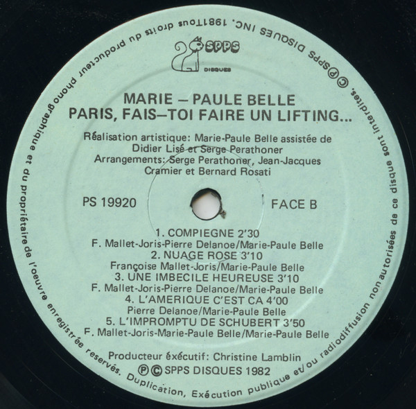 Marie-Paule Belle - Paris Fais-Toi Faire Un Lifting | SPPS Disques (PS 19920) - 3 Marie-Paule Belle - Paris Fais-Toi Faire Un Lifting | SPPS Disques (PS 19920) - 3
