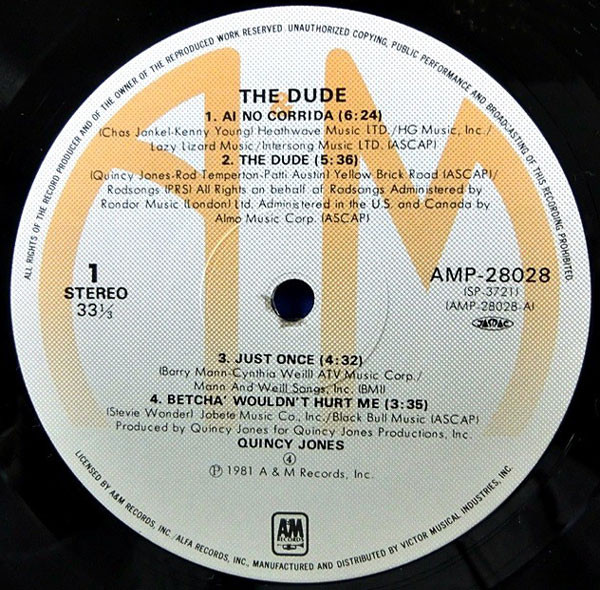 Quincy Jones - The Dude | A&M Records (AMP-28028) - 3 Quincy Jones - The Dude | A&M Records (AMP-28028) - 3
