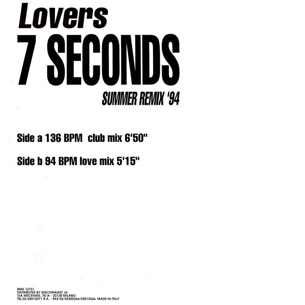 Lovers - 7 Seconds | Remix Records (RMX 12731) - 2 Lovers - 7 Seconds | Remix Records (RMX 12731) - 2