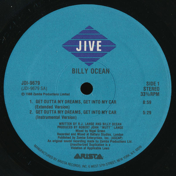 Billy Ocean - Get Outta My Dreams, Get Into My Car | Jive (JD1-9679) - 2 Billy Ocean - Get Outta My Dreams, Get Into My Car | Jive (JD1-9679) - 2