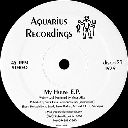Vince Ailey - My House E.P. | Aquarius Recordings (disco 33)