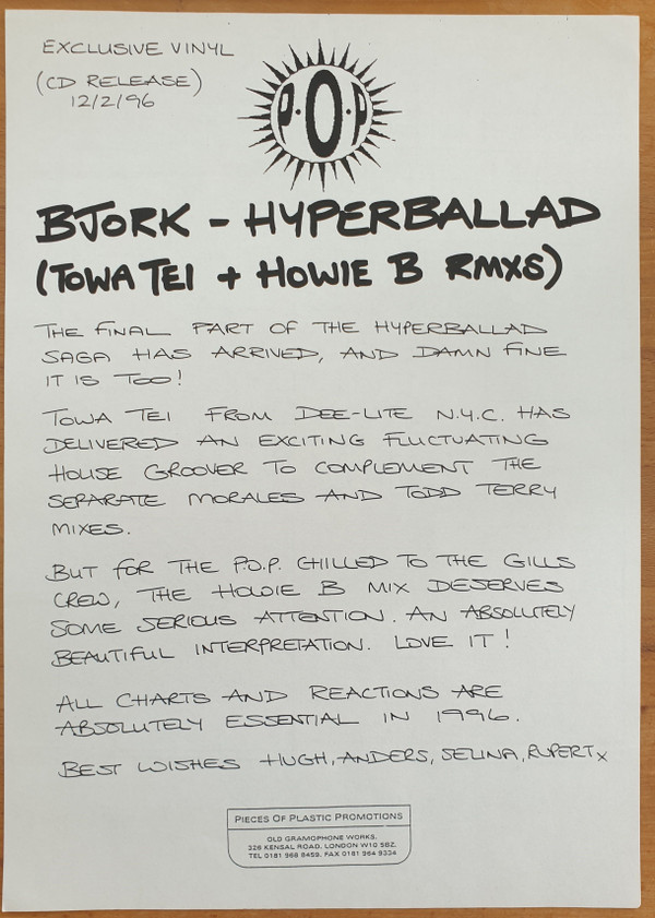 Björk - Hyperballad (T. Tei / Howie B. Mixes) | One Little Indian (192TP12HT) - 5 Björk - Hyperballad (T. Tei / Howie B. Mixes) | One Little Indian (192TP12HT) - 5