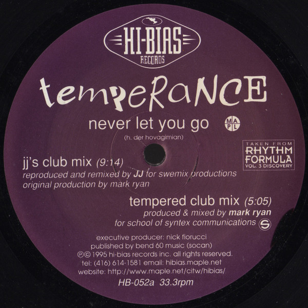 Temperance - Never Let You Go | Hi-Bias Records (HB-052) - main Temperance - Never Let You Go | Hi-Bias Records (HB-052) - main
