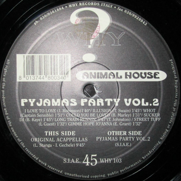Animal House , Maria Short - Pyjamas Party Vol. 2 | Why Records (WHY 103) - 2