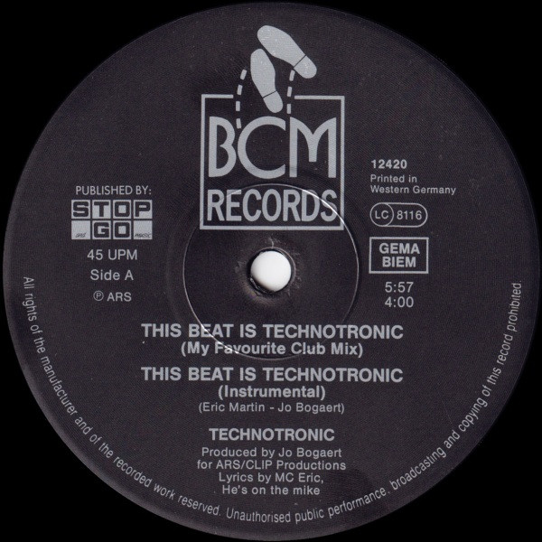 Technotronic Feat. MC Eric - This Beat Is Technotronic | BCM Records (12420) - 3