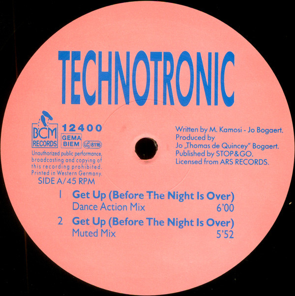 Technotronic - Get Up! (Before The Night Is Over) | BCM Records (12400) - 3 Technotronic - Get Up! (Before The Night Is Over) | BCM Records (12400) - 3