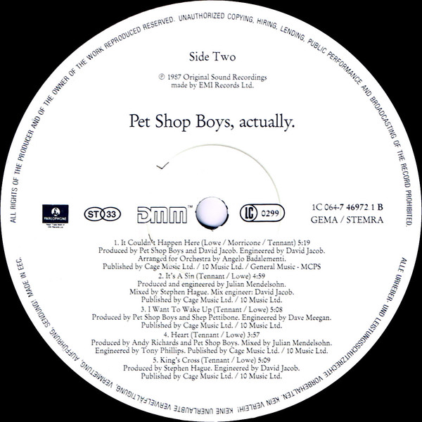 Pet Shop Boys - Actually | Parlophone (064 74 6972 1) - 4 Pet Shop Boys - Actually | Parlophone (064 74 6972 1) - 4