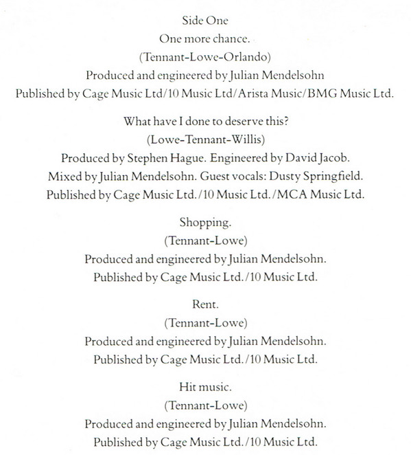Pet Shop Boys - Actually | Parlophone (064 74 6972 1) - 12 Pet Shop Boys - Actually | Parlophone (064 74 6972 1) - 12