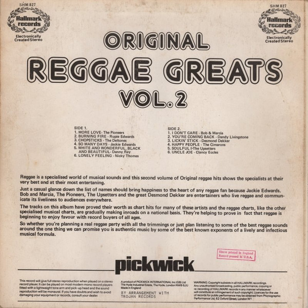 Various - Original Reggae Greats - Vol. 2 | Hallmark Records (SHM 827) - 6 Various - Original Reggae Greats - Vol. 2 | Hallmark Records (SHM 827) - 6