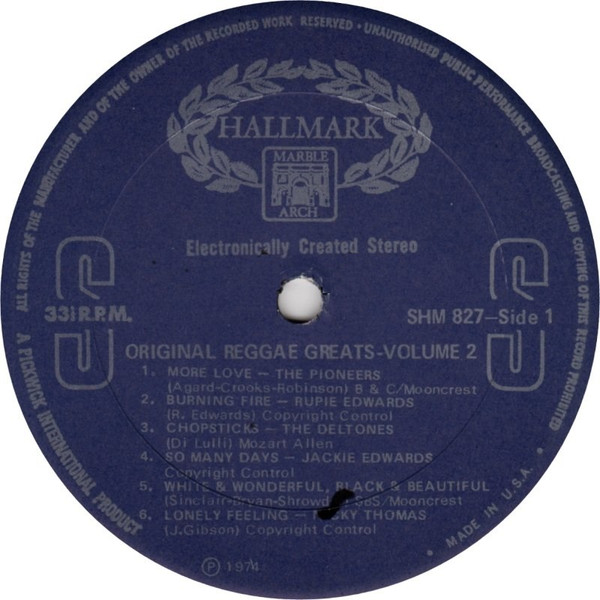 Various - Original Reggae Greats - Vol. 2 | Hallmark Records (SHM 827) - 7 Various - Original Reggae Greats - Vol. 2 | Hallmark Records (SHM 827) - 7