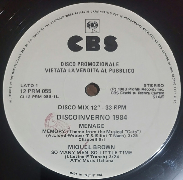 Various - Disco Inverno 1984 | CBS (12 PRM 055)